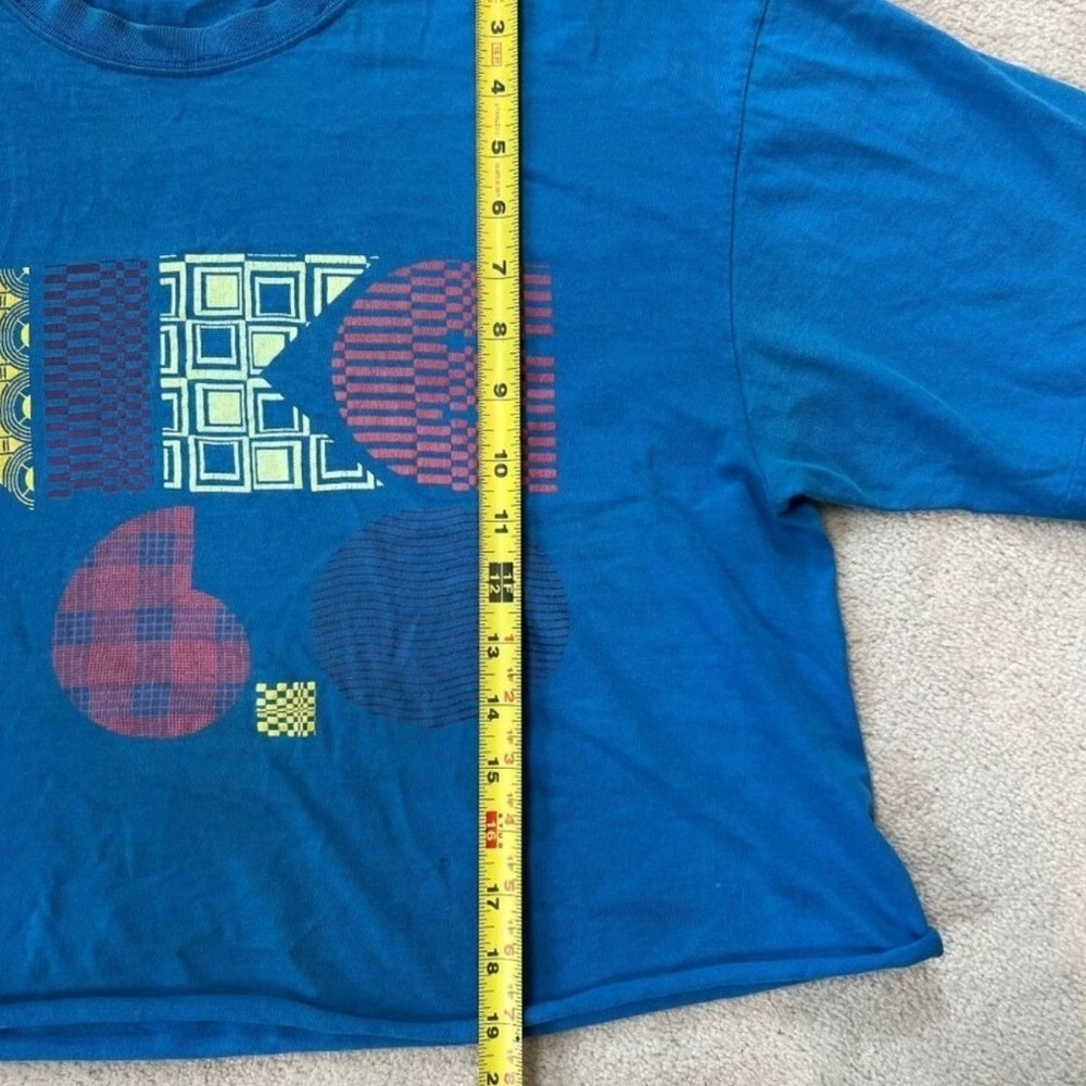 Nike 6.0 Blue Graphic T-Shirt Boxy Cropped Raw Hem Short Sleeve Crew Neck Tee - Picture 6 of 7
